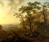 Nicolaes Berchem - Mountainous Landscape with Muleteers